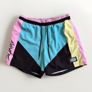 Slunks Trunks Shorts Men's Medium 80s Retro Lined Athletic Volleyball Swimwear
